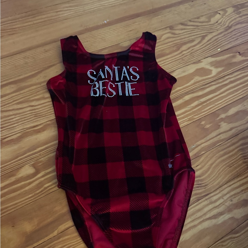 Red Plaid Santa's Bestie leotard CM